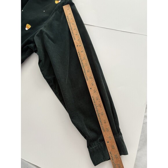 Quacker Factory Candy Corn Shirt 1X Green Corduroy Rhinestones Halloween Vtg ** - Picture 15 of 16